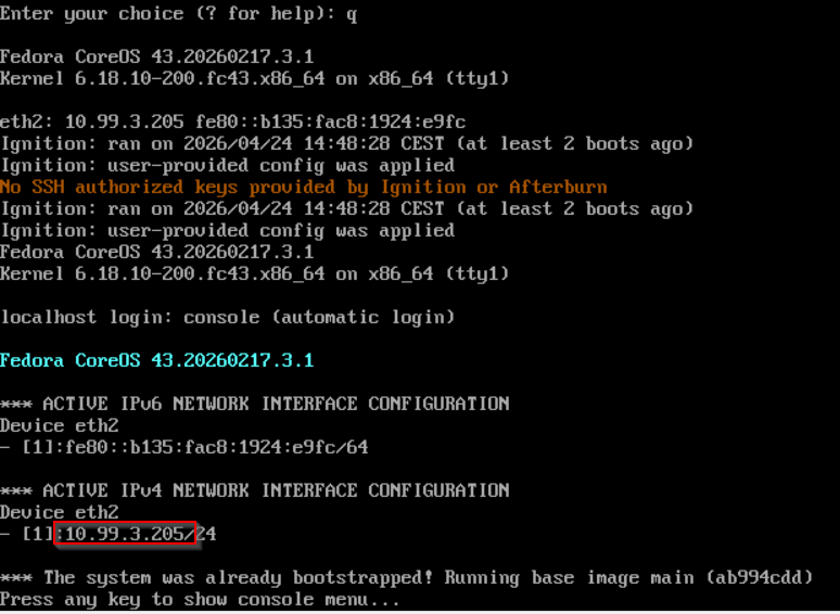 Console window boot complete